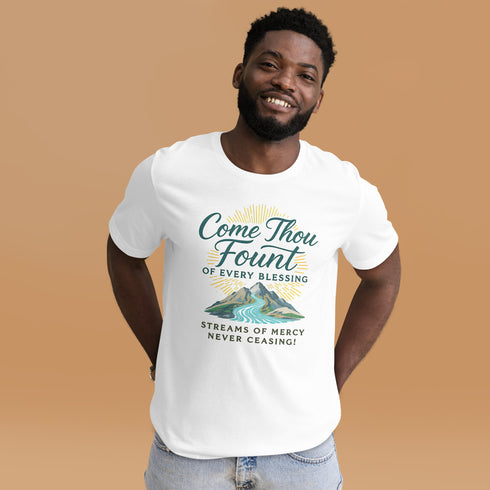 Come Thou Fount of Every Blessing Christian Hymn T-shirt men white